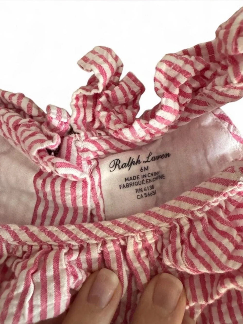 Ralph Lauren Pink & White Striped Ruffle Sundress